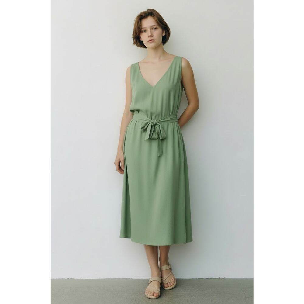 Wildfang The Empower Adjustable Satin Slip Dress Sage Green Size XL NWT